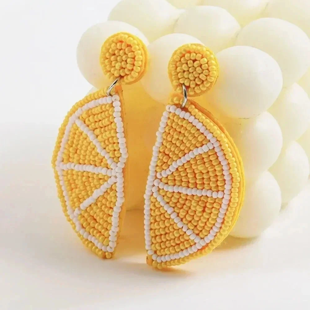 Sicily Lemon Orange Yellow Beaded Earrings